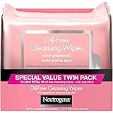 Neutrogena Twin Pack Oil Free Cleansing Wipes, Pink Grapefruit