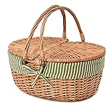 Wicker Picnic Basket with Lid and Handle Sturdy