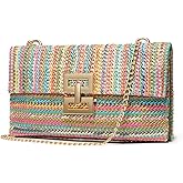 SWEETV CHUNLI Straw Purse Woven Beach Bag Summer Clutch Purse Boho Crossbody Bags for Women Small Raffia Shoulder Bag