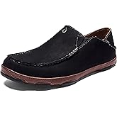 OLUKAI Moloa Men's Premium Leather Shoes, Easy Slip On & Off Design, Casual & Versatile Loafer, Drop-in Heel & Enhanced Traction