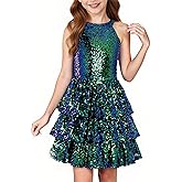 GRACE KARIN Girls Sequin Party Dress Kids Sparkly Formal Birthday Teen Special Occasion Fancy Pageant Dresses Size 6-14