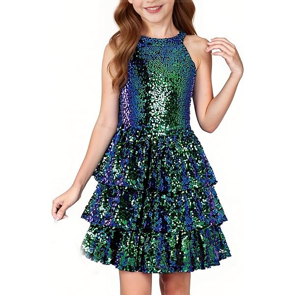 zunie sequin party dress Zunie Kids' Ballerina Border Sequin Party Dress in Blush Blue at Nordstrom, Size 8