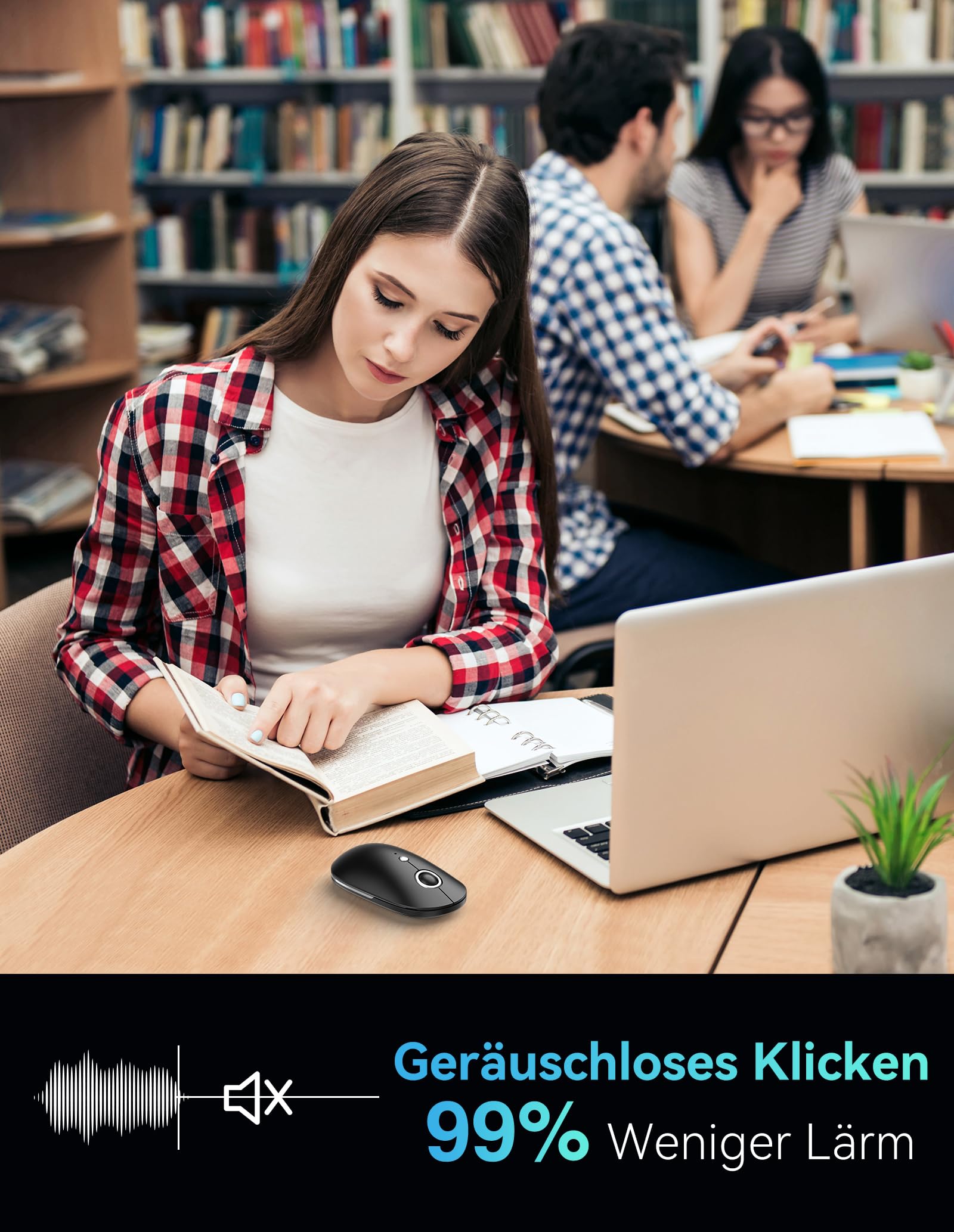 TECKNET Slim Maus Kabellos, 2,4 GHz Funkmaus mit USB C Adapter, 4800 DPI Maus mit 5 DPI Einstellbar, Silent Mouse, Ultra DüNne Wireless Mouse, Computermaus fur Mac/PC/Laptop,18 Monate Akkulaufzeit 4