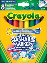Crayola Ultra-Clean Washable Markers Assorted Colours Pack of 8 view 1