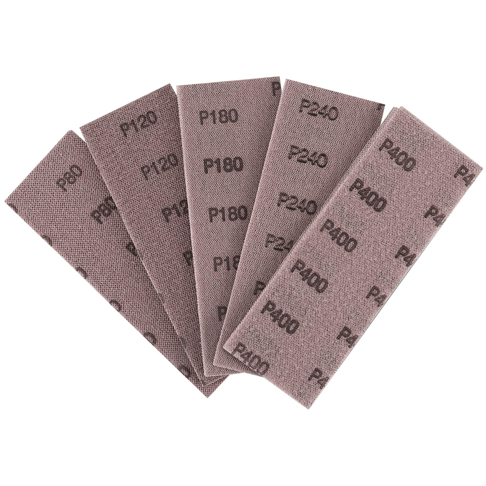 Shineboc 25pcs Mesh Sanding Sheets, 70 * 200mm Mesh Hook and Loop Sanding Pads 80 120 180 240 400 Grit Dust Free Abrasive Net Sander Disc Anti-Blocking Grinding Polishing Sandpaper for Wood Furniture — image 1