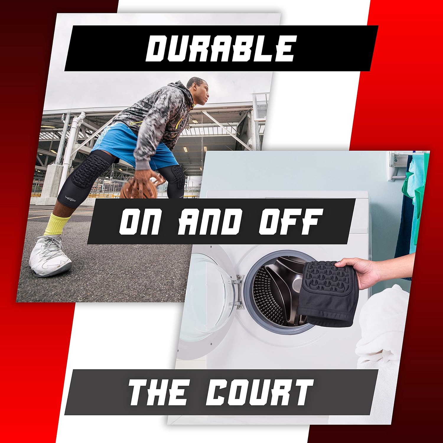 Vergali Basketball and Wrestling Knee Pads for Youth and Adult (Set of 2). Durable Padded Knee Sleeve Design Contours Around Knee to Protect Your Leg. Perfect Compression for Boys, Girls, Men, Women : Sports & Outdoors