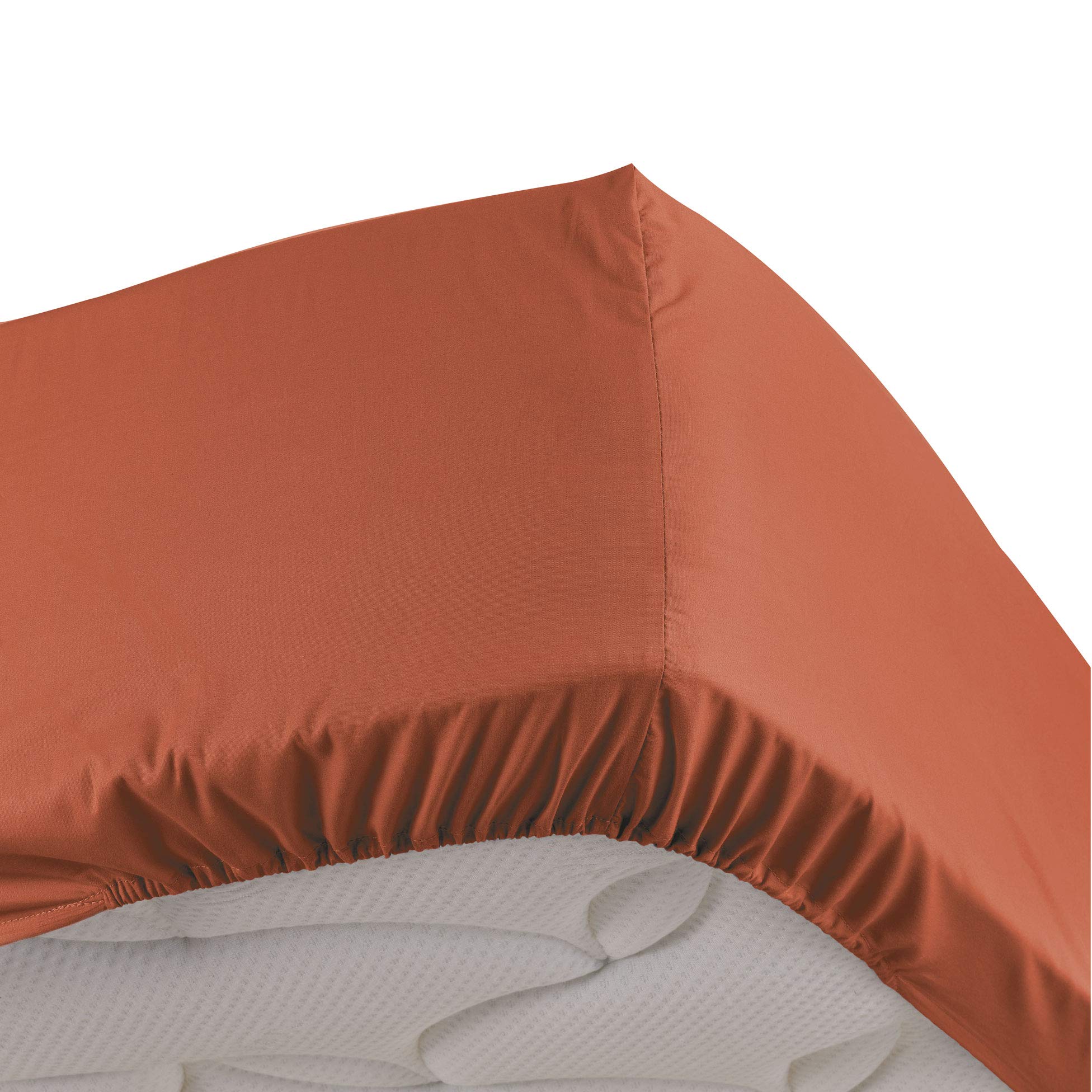 Douceur d'Intérieur Double Fitted Sheet, Cotton, Terracotta, 180 x 200 CM