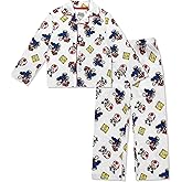 Super Mario Boy's Pajama Set - 2 Piece Boys Flannel Coat Style Matching PJs, Kids Button Down Long Family Christmas Pajamas