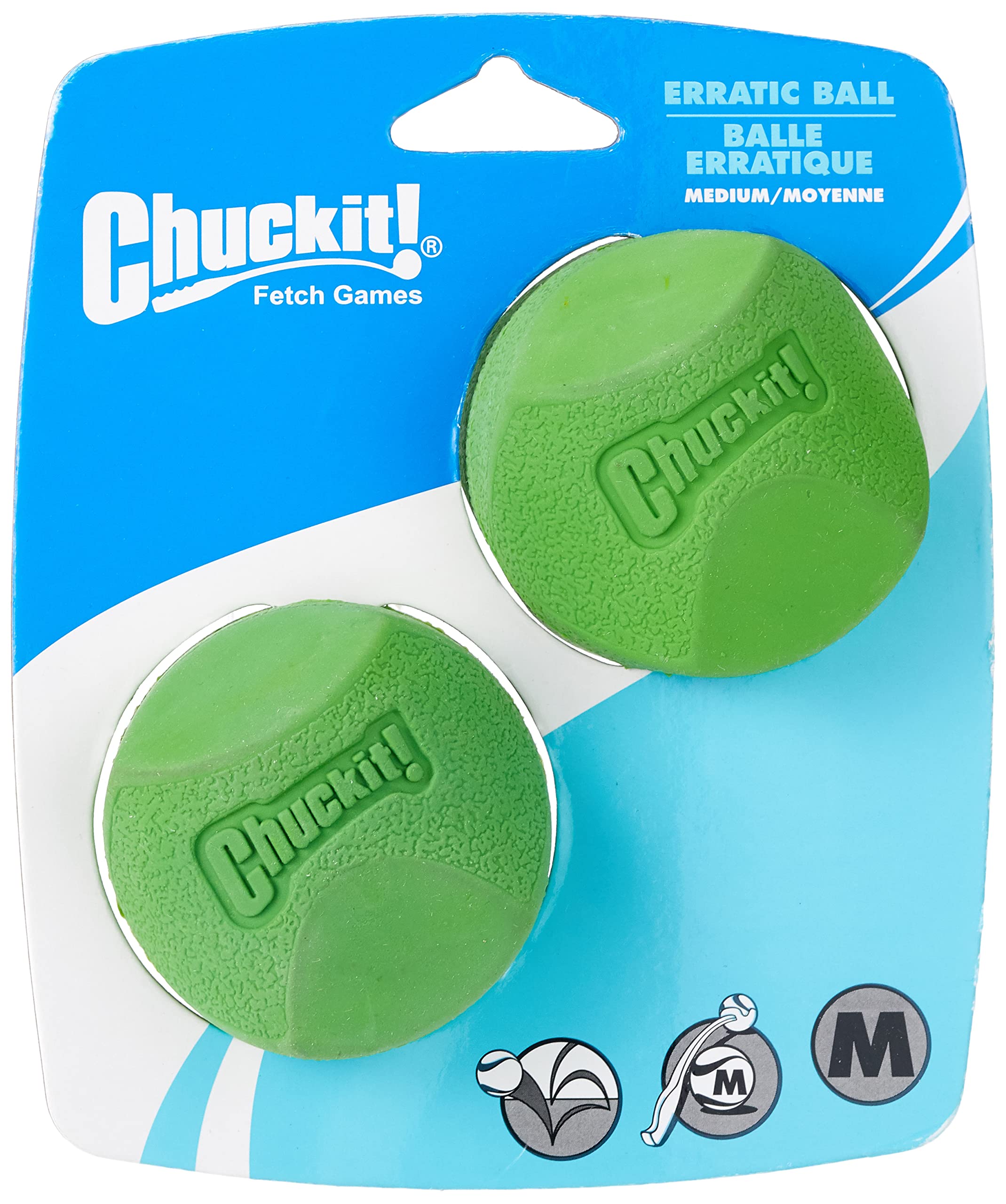 Chuckit Erratic Ball Dog Toy, 6.5 cm, Medium, 2-Piece