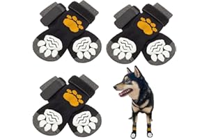 SCIROKKO Non Slip Dog Socks with Grippers to Prevent Licking Paws for Hardwood Floors - Anti Slip Shoes 3 Pairs Booties Winter Boots Paw Protectors for Small to Large Senior Dogs Prevent Scratching