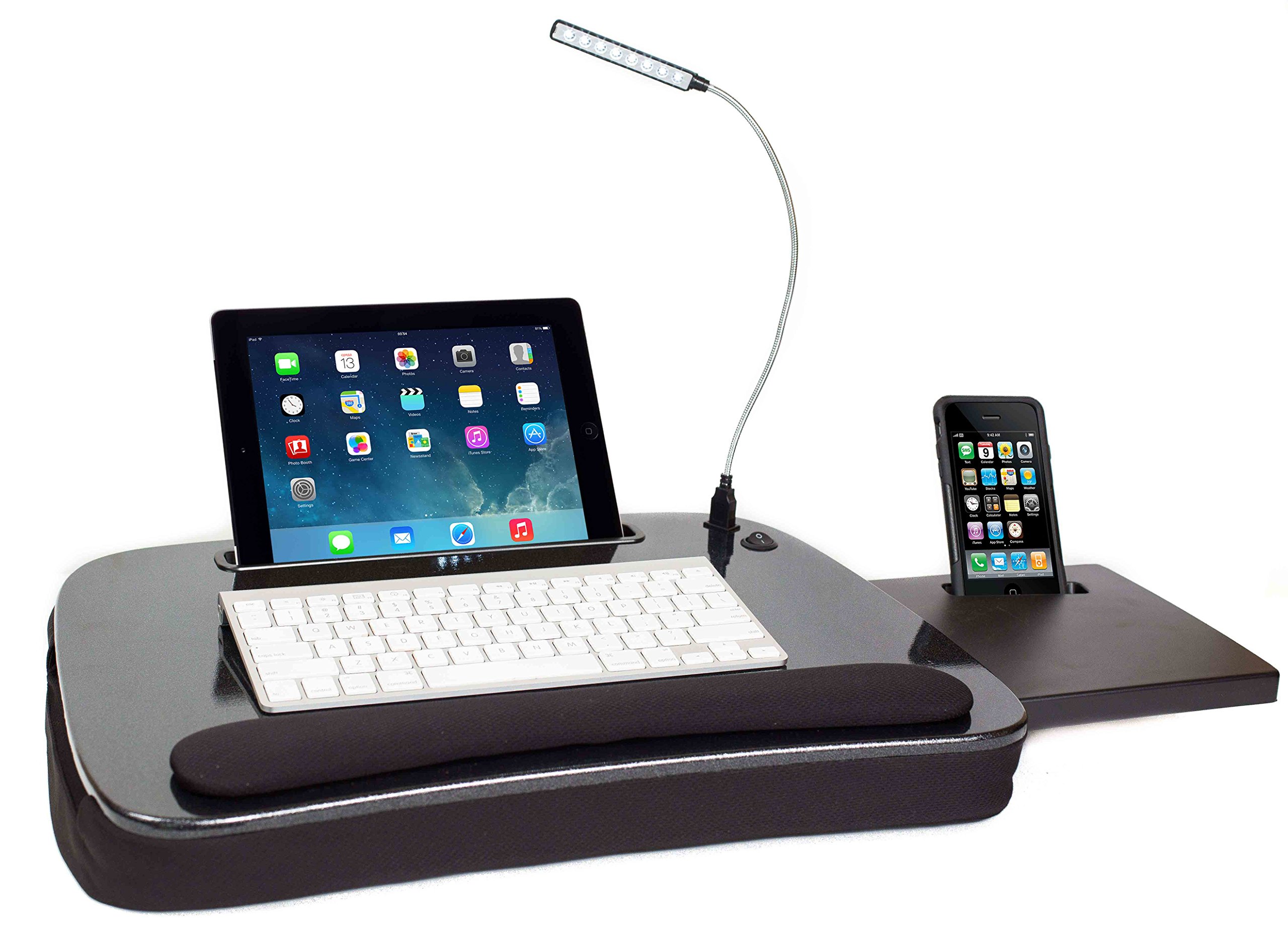 Sofia + Sam Multi Tasking Memory Foam Lap Desk with USB Light (Black