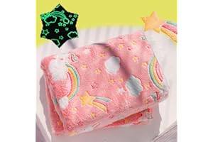 SYMI SMMR Best Gift Glow in The Dark Rainbow Throw Blanket with Storage Bag, Soft Throw Blanket for Girls Boys, Gifts for Birthday Christmas Valentines, Kids Blanket, Girls Blanket Home Travel Use, 60x50 Red