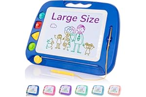 SGILE Large Magnetic Drawing Board, 16×13in Writing Painting Doodle Pad with 4 Stamps for Toddlers, Learning Educational Toy 