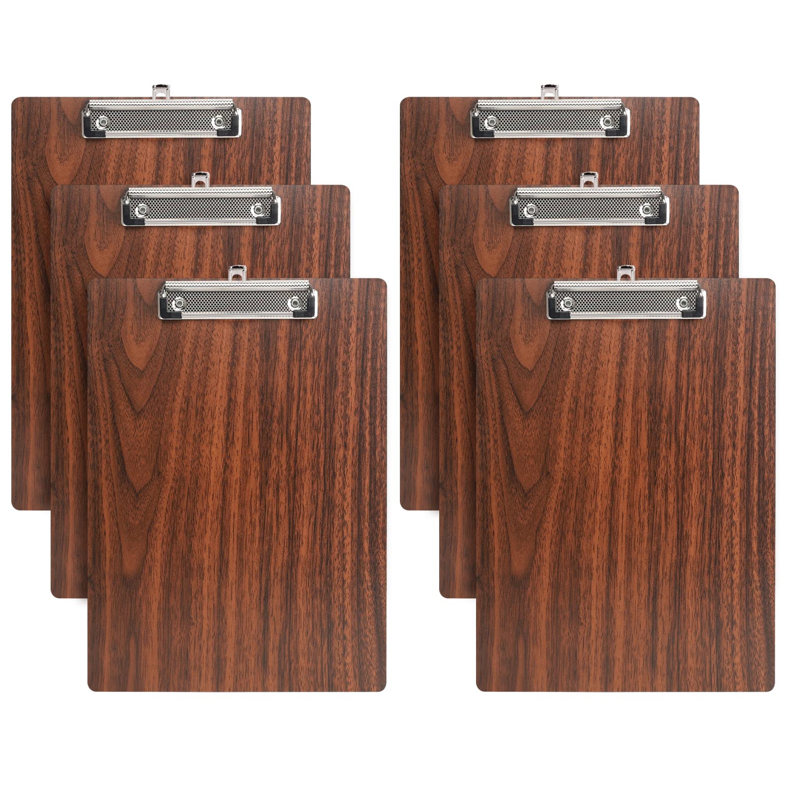 A5 Clipboard,6 Pack Wooden Clipboards Clip Board with Low Profile Clip and Hanging Hole