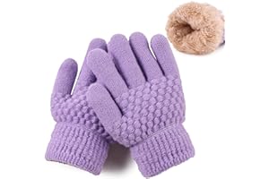 JANGANNSA Cold Weather Kids Gloves Warm Knitted Children Magic Glove With Fleece Lining Winter Gloves For Boys Girls
