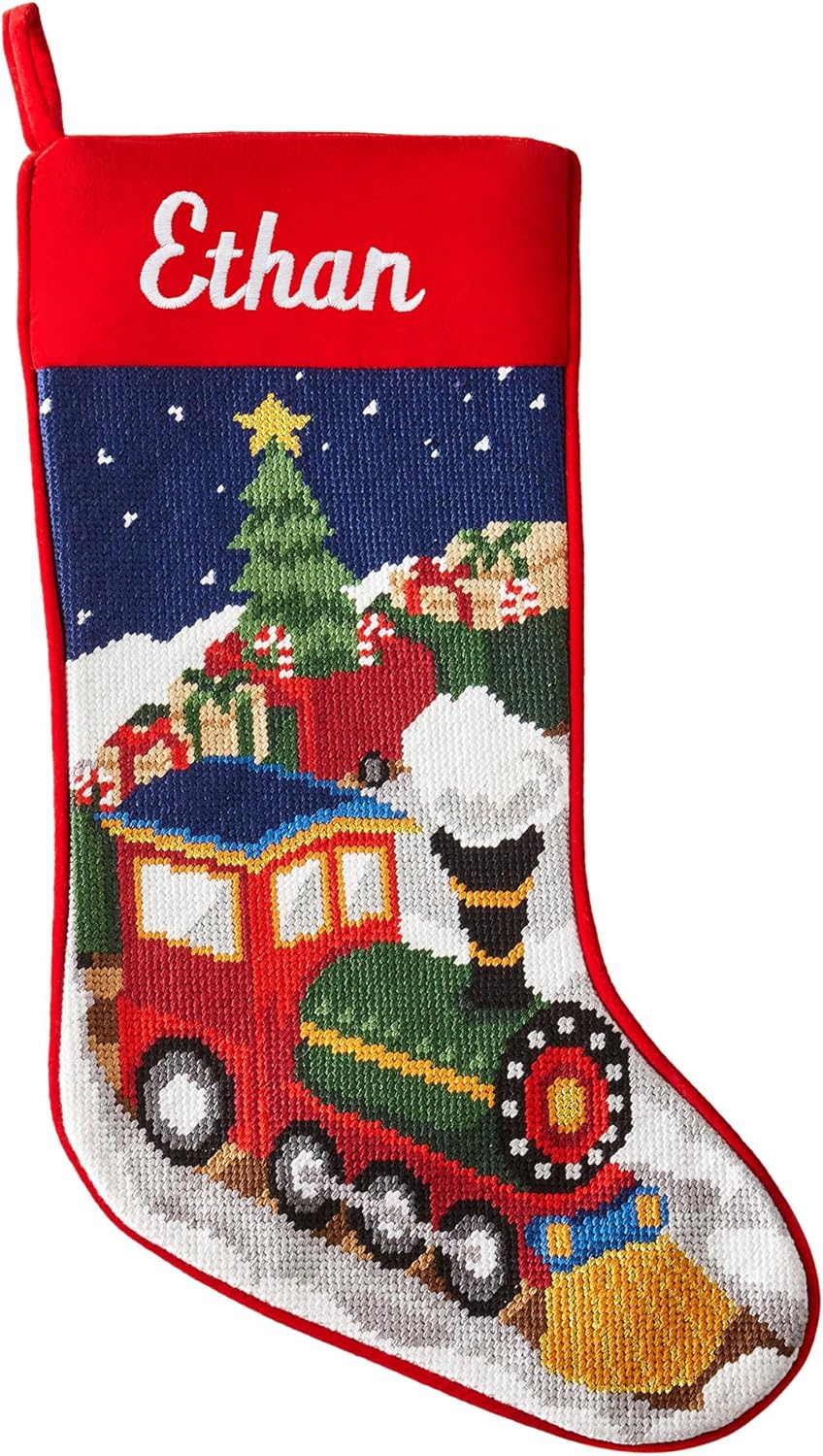 Stockings & Holders - Let's Make Memories Personalized Needlepoint Christmas Stocking - Embroidered Family Stockings - Old-Fashioned Christmas Décor - Mantel Décor - 8