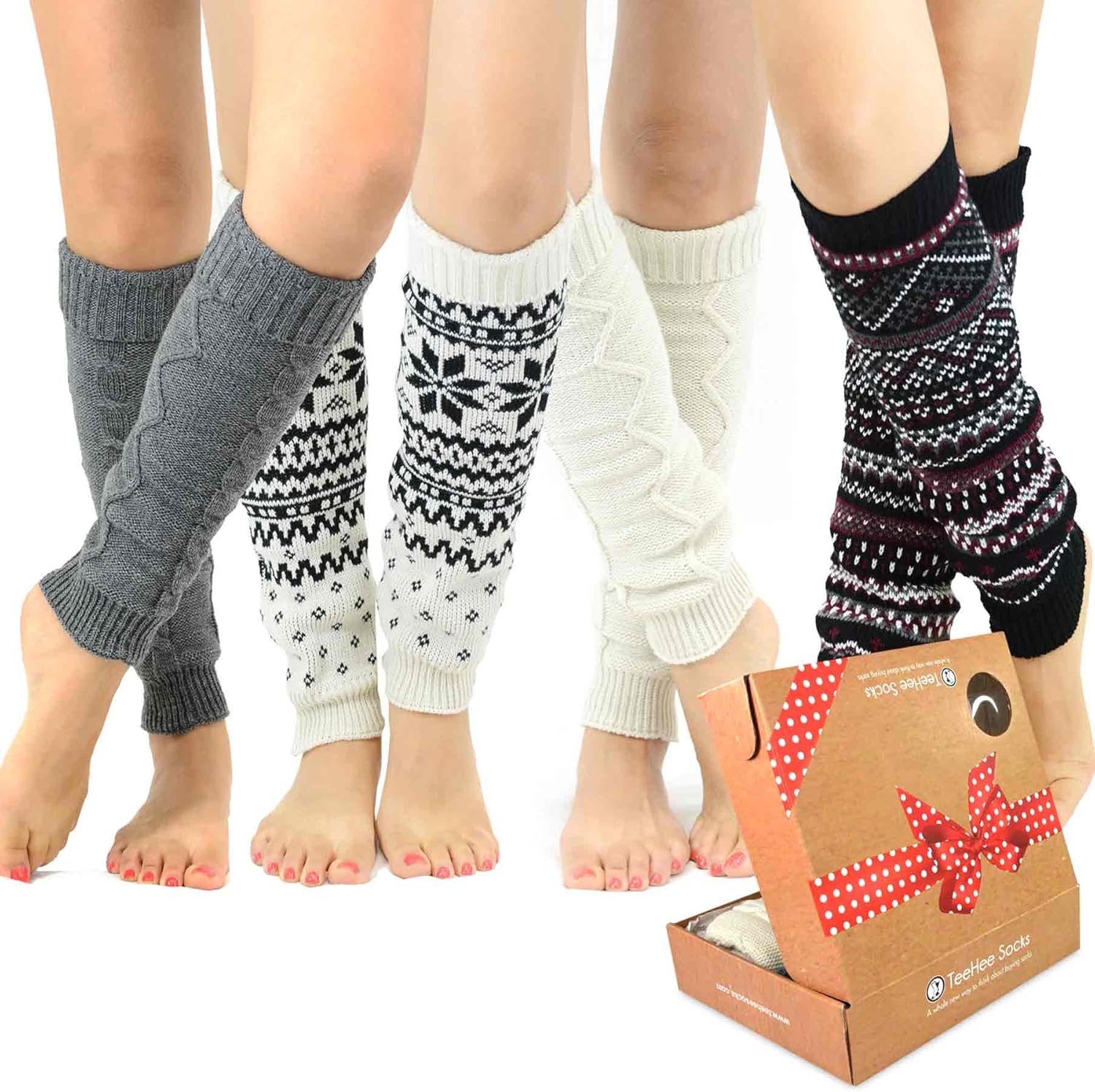 TeeHee Gift Box Women's Fashion Leg Warmers 4-Pack Assorted Colors (Assorted B) at  Women’s Clothing store