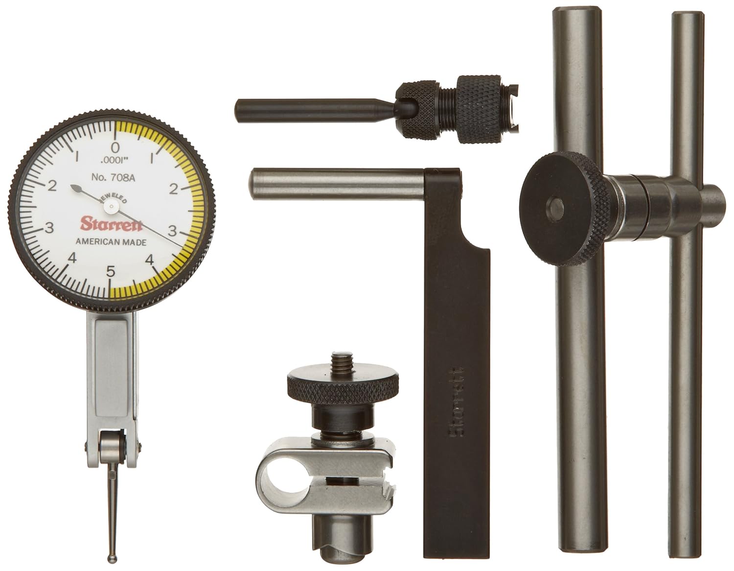Starrett 708ACZ Dial Test Indicator with Attachments, Dovetail Mount