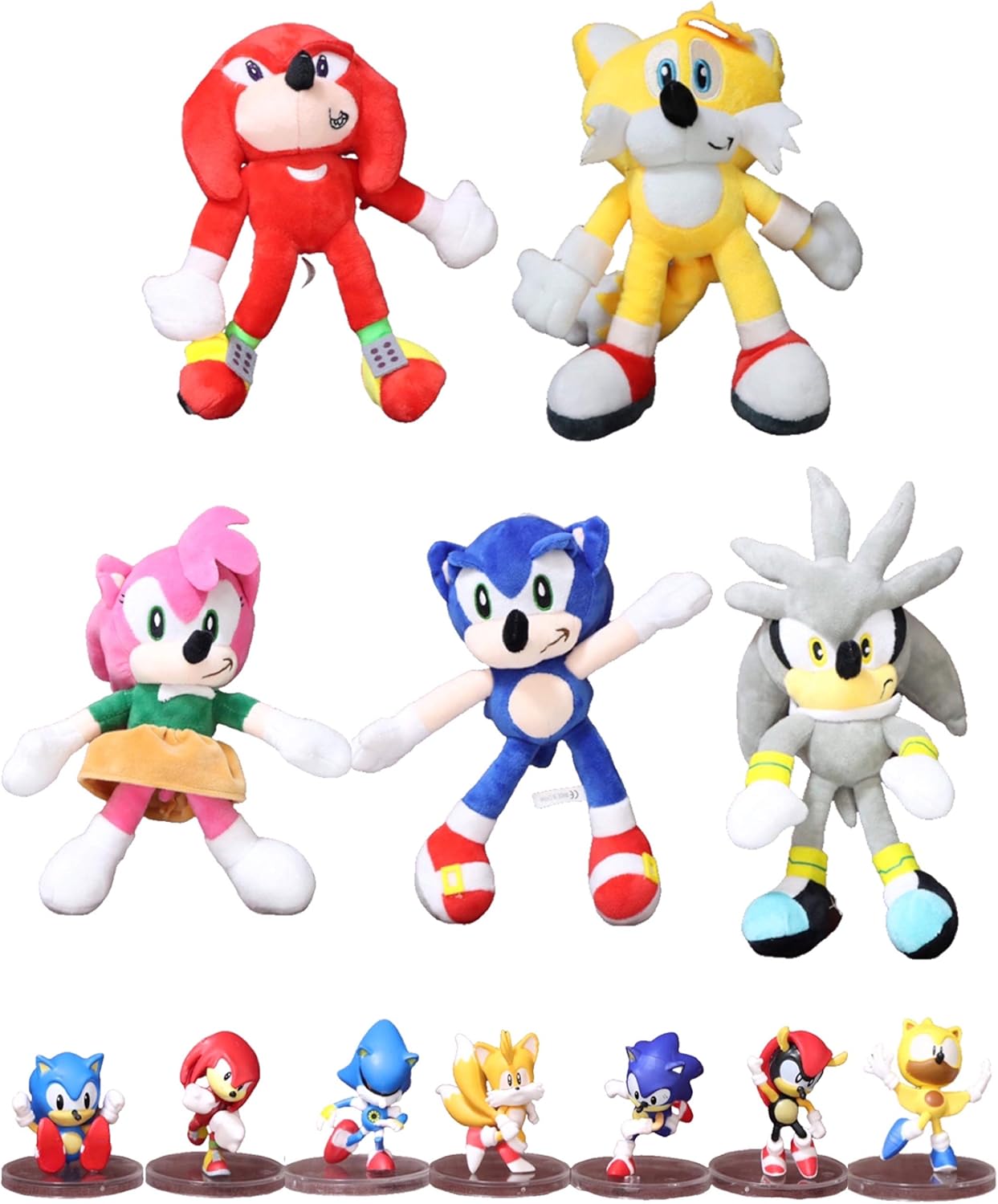Sonic toys 12pcs/batch Sonic Figures plush toy Sonic/Shadow/Silver of