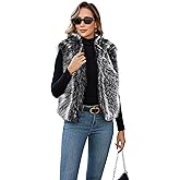 FIOPHY Womens Faux Fur Vest Stand Collar Sleeveless Open Front Cardigan Top Fuzzy Coats Jacket Fluffy Outwear with Pockets