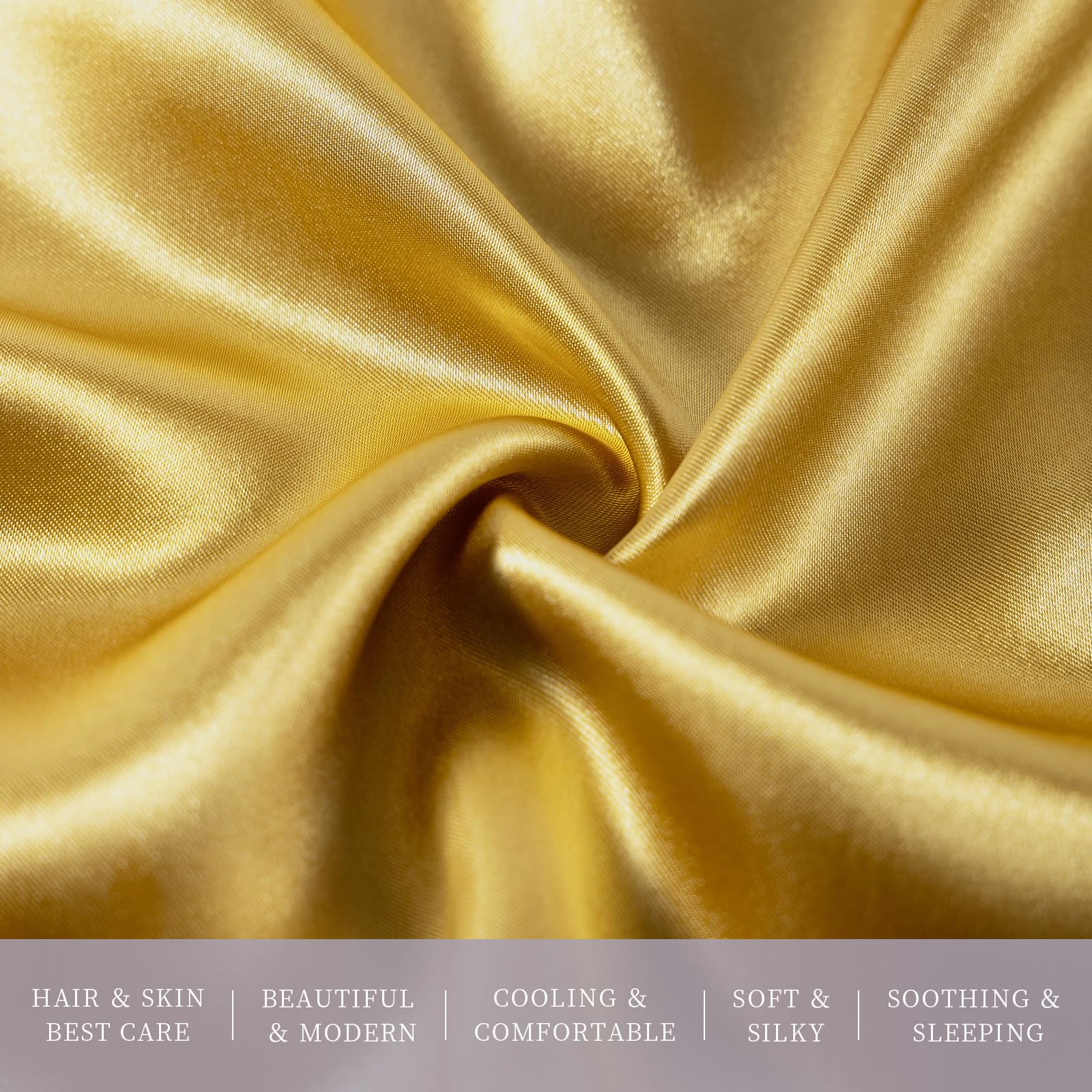 Satin Pillowcases Standard Set of 2 - Silk Soft Pillow Cases for Hair and Skin 20x26 inches,Gold Satin Pillow Covers 2 Pack with Envelope Closure for Home,School, Hotel - Image 3