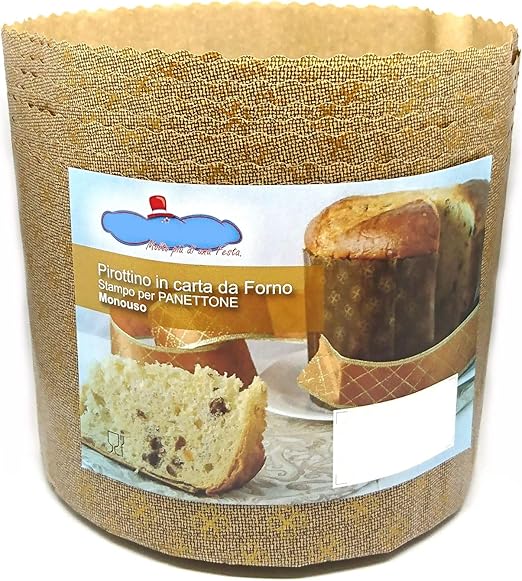 Molde Panettone 100g Alto – 10 piezas – pirottino desechable de papel de horno - Ideal para panettoni, Panettone gastronomico, tartas de Navidad, ...