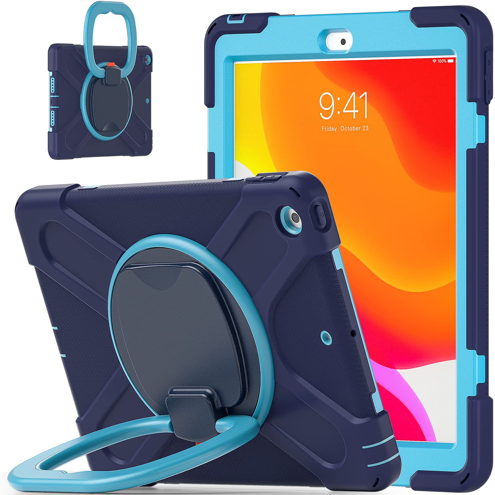 Bspring Case Compatible with iPad 8th Generation/iPad 10.2 2020 2019/ iPad 7th Generation - Heavy Duty Shockproof Rugged Case High Impact Full Body Protective Case,Navy blue