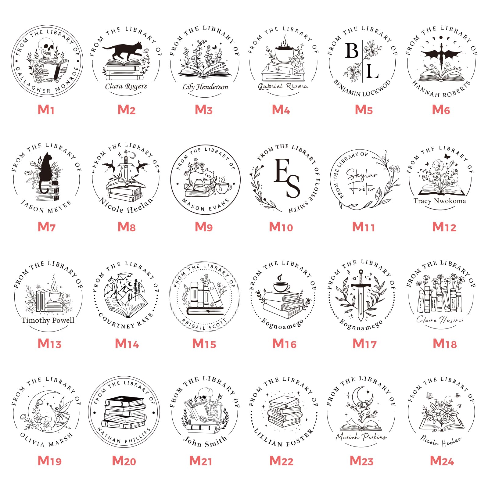 Personalized Book Embosser – Custom Book Stamp for Book Lovers, Libraries, and Gifts, Personalized Embosser with Custom Design (Including Dragon, Cat, Flower, and Other Patterns)