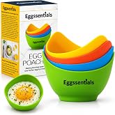 Eggssentials - Poached Egg Cups - Pack of 4 - BPA Free Silicone Egg Poacher Cups - Nonstick Poached Egg Cooker for Microwave, Stovetop, Baking &ndash; Easy to Clean Poaching Pods for Perfect Eggs
