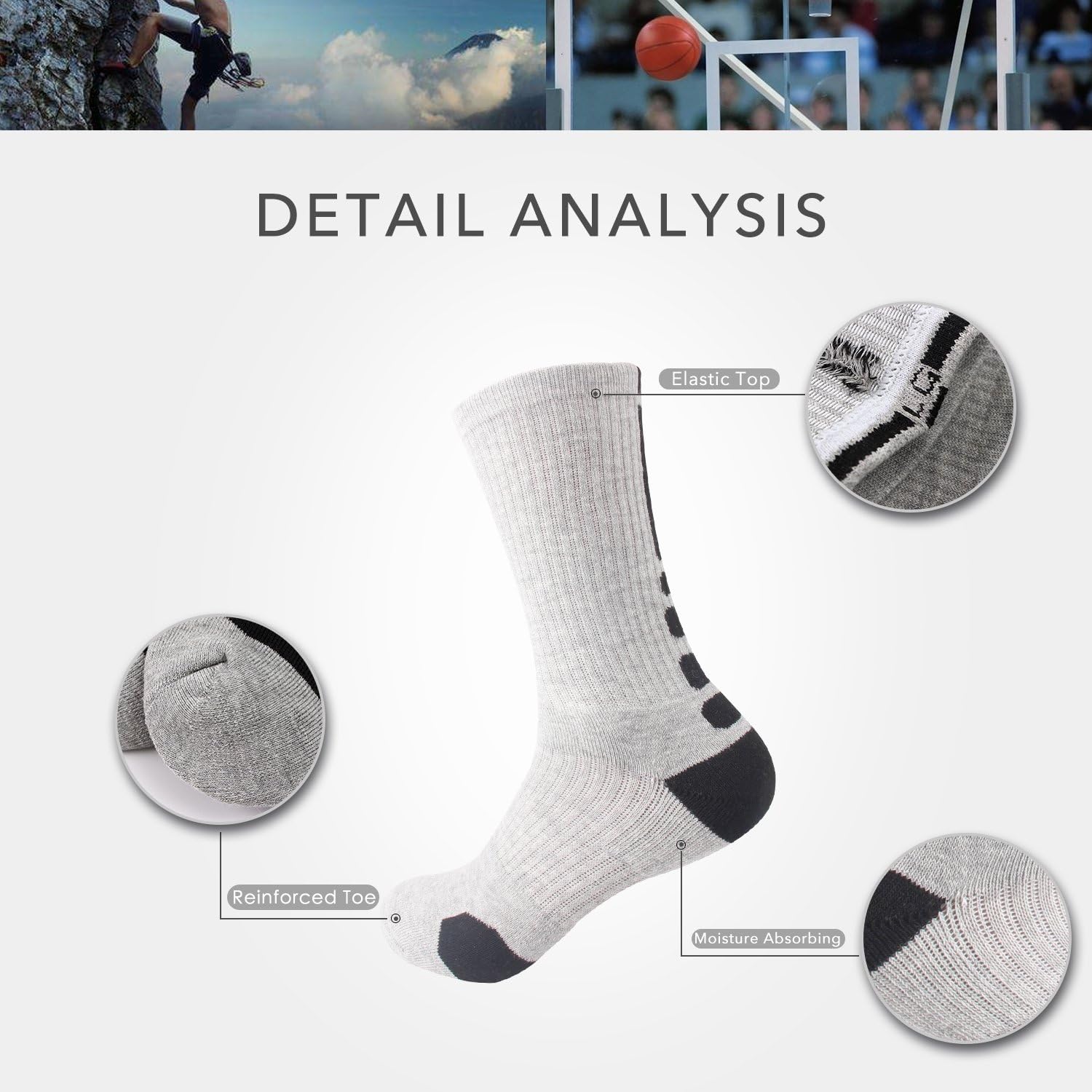 Boys Sock Basketball Soccer Hiking Ski Athletic Outdoor Sports Thick Calf High Crew Socks Multipack: Clothing