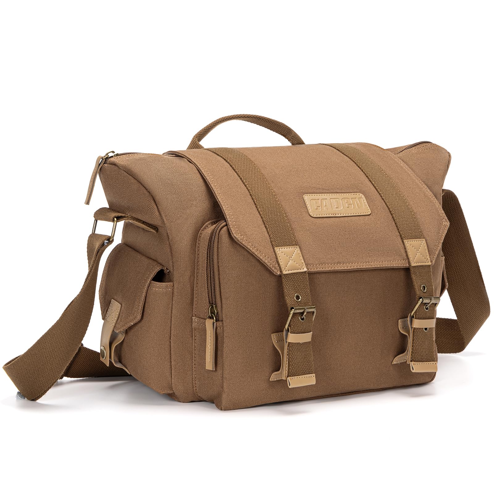 Luakug SLR Camera Bag, Camera Shoulder Bag with Waterproof Material and Detachable Padding, Compatible with Canon Nikon Sony SLR Cameras (Brown)