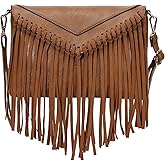 KouLi Buir Tassel Crossbody Purse for Women PU Leather Western Hobo Fringe Handbag Shoulder Bag