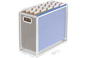 Oterri Hanging File Organizer, Portable Desktop File Crate for Letter Size Folders, Mesh Hanging Organizer (Pure White, 1 Pack)