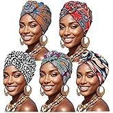 Knotted Headwraps for Women African Turban Pre-Tied Twisted Turbans Caps Head Scarf Cover Beanie Cancer Chemo Headwear