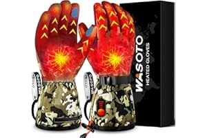 Heated Gloves for Men Women with 7.4V 22.2WH Rechargeable Battery Camo Waterproof Heated Hunting Gloves for Skiing Hiking Cam
