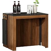 Extendable Dining Table for 2-12 People with Outlet &amp; Storage, Walnut Black | Expandable Design, Built-In Leaf Storage &amp; Power Outlet, Thanksgiving &amp; Gatherings, Apartment Friendly