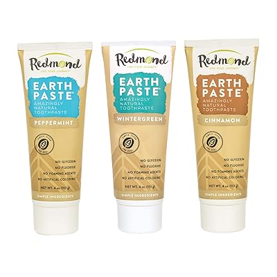 REDMOND - Earthpaste All Natural Non-Fluoride Vegan Non GMO Real Ingredients Toothpaste, Wintergreen, 4 Ounce Tube (Variety Pack 3 Pack, Peppermint, Wintergreen, CIN))