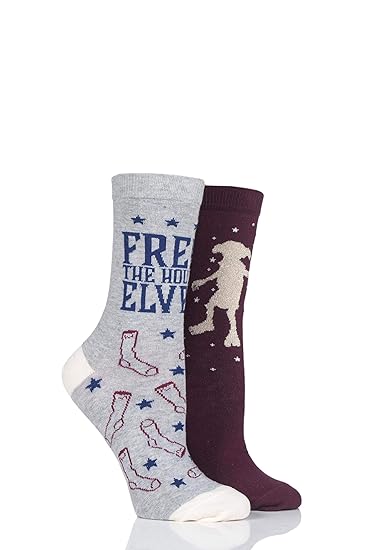 Film & TV SockShop Damen Harry Potter Dobby ist ein freier Elf Baumwollsocken Packung mit 2