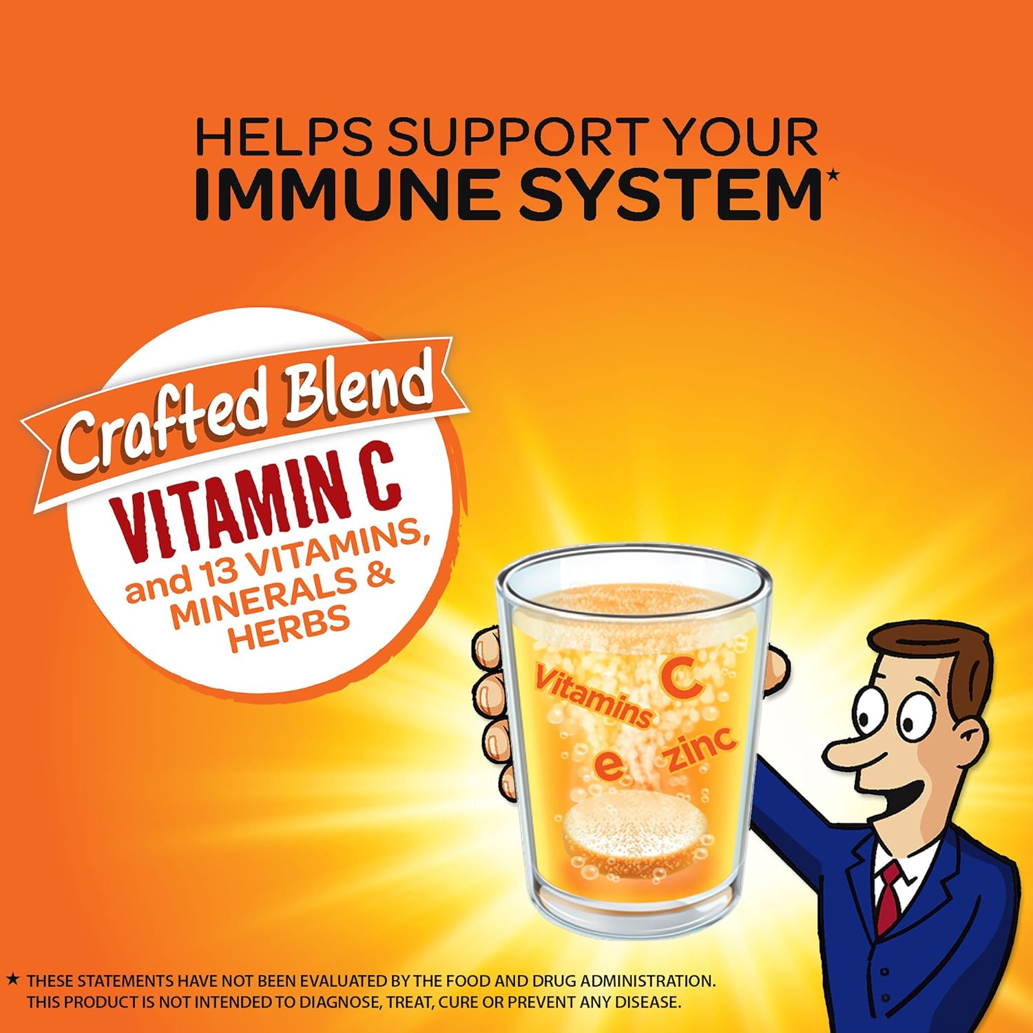 Vitamin C 1000mg (per serving) - Airborne Zesty Orange Effervescent Tablets (30 count in a box), Gluten-Free Immune Support Supplement and High in Antioxidants: Health & Personal Care