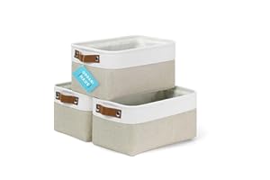OrganiHaus Fabric Storage Bins for Shelves 12x8 inches 3 Pack, Decorative Closet Baskets with Handles, Medium Cube Storage Bi
