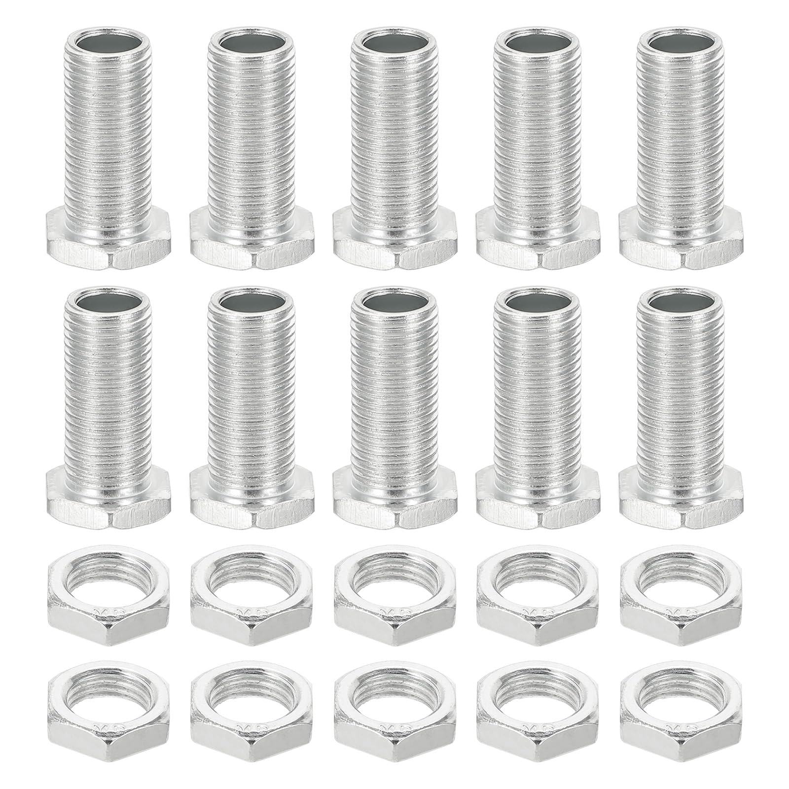 PATIKIL M10x25mm Hex Bolts and Nuts Kit, 10 Set Fine Thread Hollow Screws Assortment Hexagon Head Screw Through Hole Bolt Chandelier Fasteners