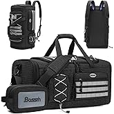 Bosstin Gym Bag for Men & Women,45L Travel Duffle Sports Duffel Bag Gym Weekender Overnight Backpack with Shoe Compartment (BLACK CHECKERED)