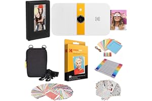 Zink Kodak Smile Instant Print Digital Camera (White/Yellow) Photo Frames Bundle with Soft Case