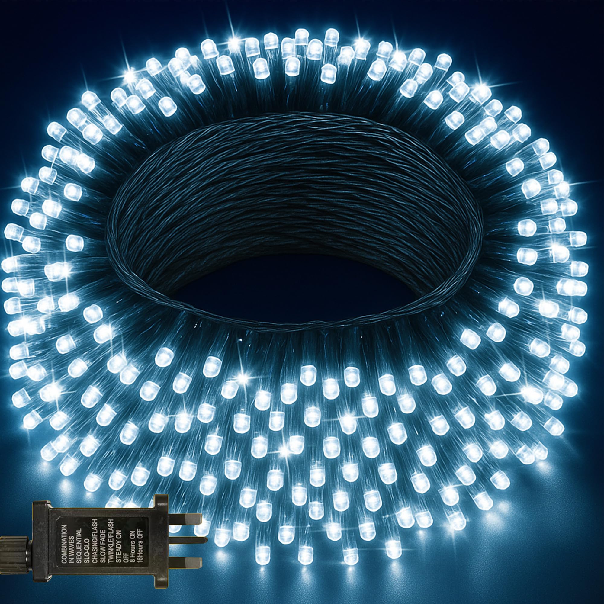 Festive Fix Christmas Tree Lights 20m 200 LED – Mains Powered Fairy String Lights for Indoor & Outdoor Use – Waterproof Decorative Lights for Home & Garden