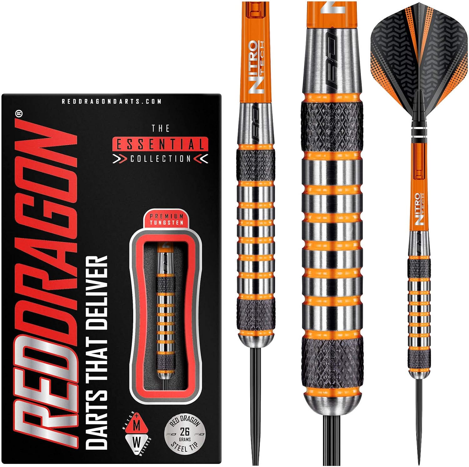 RED DRAGON Seren Onyx - Fléchettes Professionnelles 90% Tungstène - Pointe Acier - Poids 21g à 25g