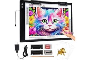 KOBAIBAN Rechargeable Large A2 Tracing Light Pad, 3 Colors Light Mode Diamond Painting Cordless Light Board, 6-Level/Stepless Adjusted Brightness Wireless Artist Light Box Copy Table for Designing