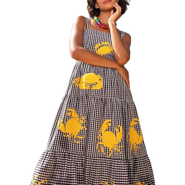 HOULENGS Women's Sleeveless Patchwork Maxi Dress - Pleated, Flowy Long Sundress With Pockets