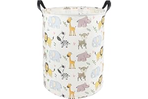 HKEC Baby Laundry Basket,Waterproof Baby Clothes Hamper with Handles,Nursery Hamper,Kids Toys Storage Bin for Bedroom,Room Decor,Gift Baskets(Cute Animals)