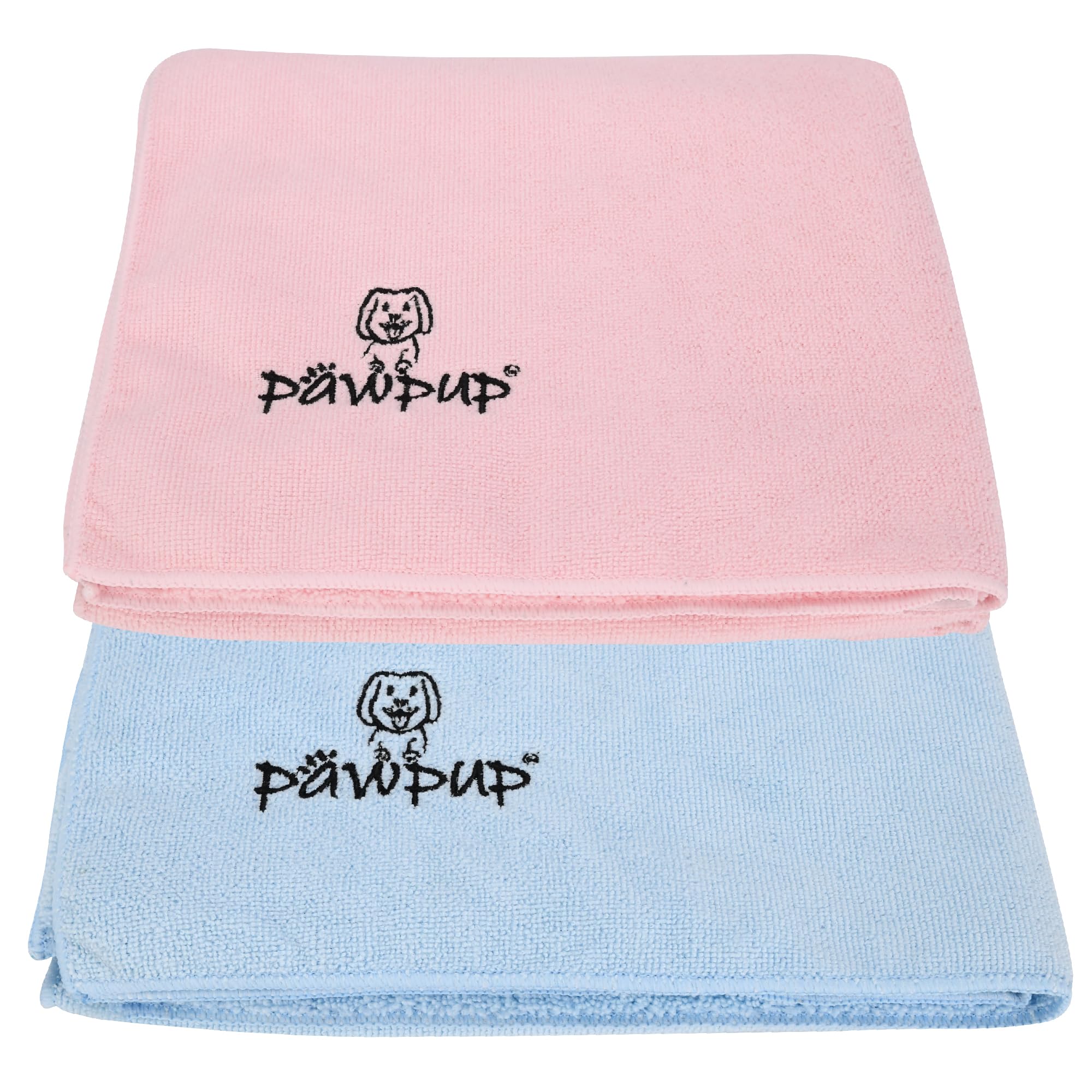 PAWPUP Dog Towel Super Absorbent 100x60cm Set of 2 Microfibre Pet Towel for Dogs Cats and other Pets (Pink and Blue)
