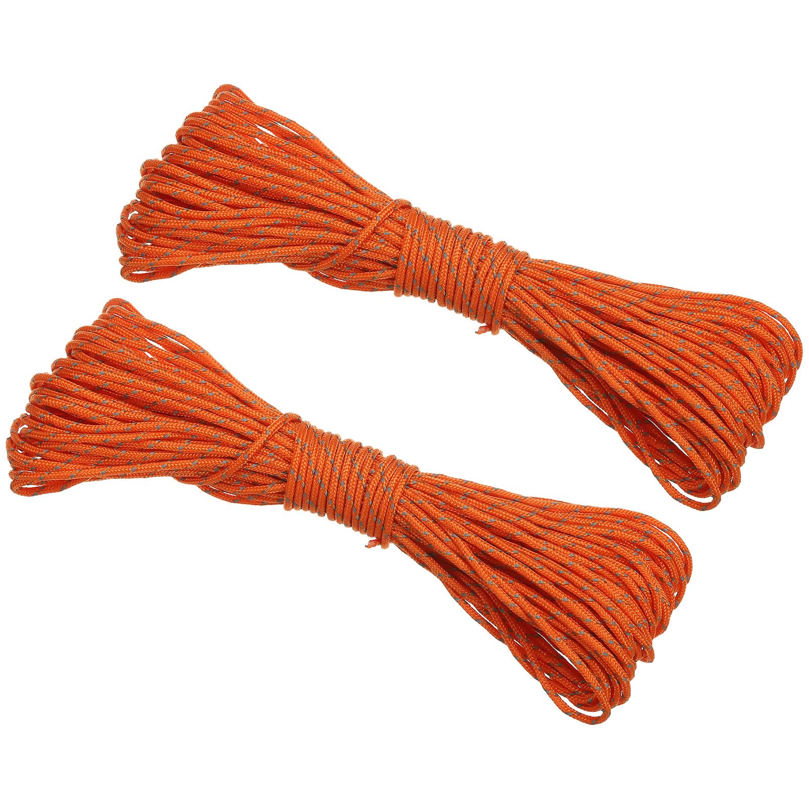 PATIKIL 65 Feet Reflective Guyline Camping Paracord, 2Pcs 2mm Tent Cord Guyline Rope Nylon Paracord Rope for Camping Tent Tarp Hiking, Orange (20M)
